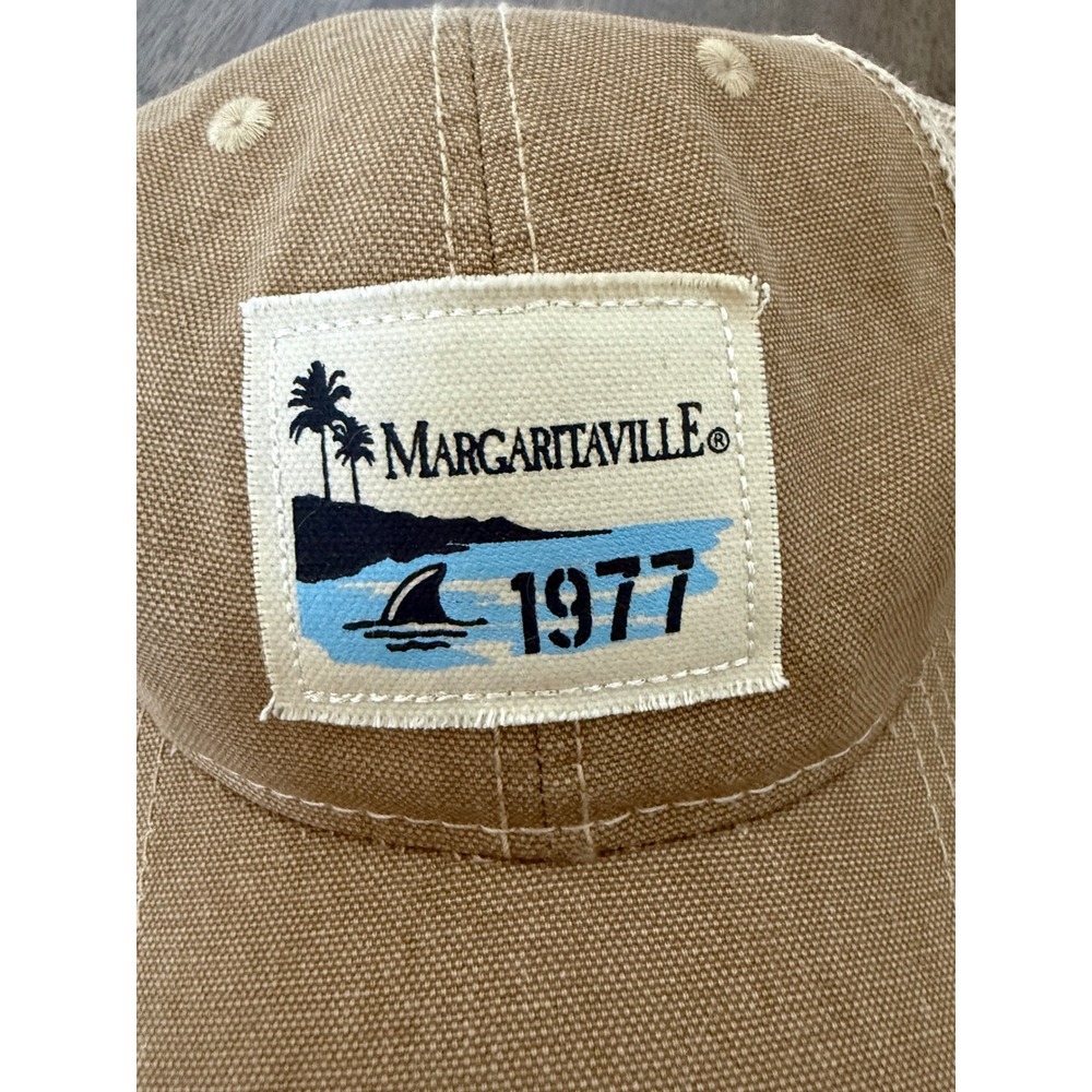Margaritaville 1977 Shark Fin Trucker Hat Tan Mesh Snapback Jimmy Buffett